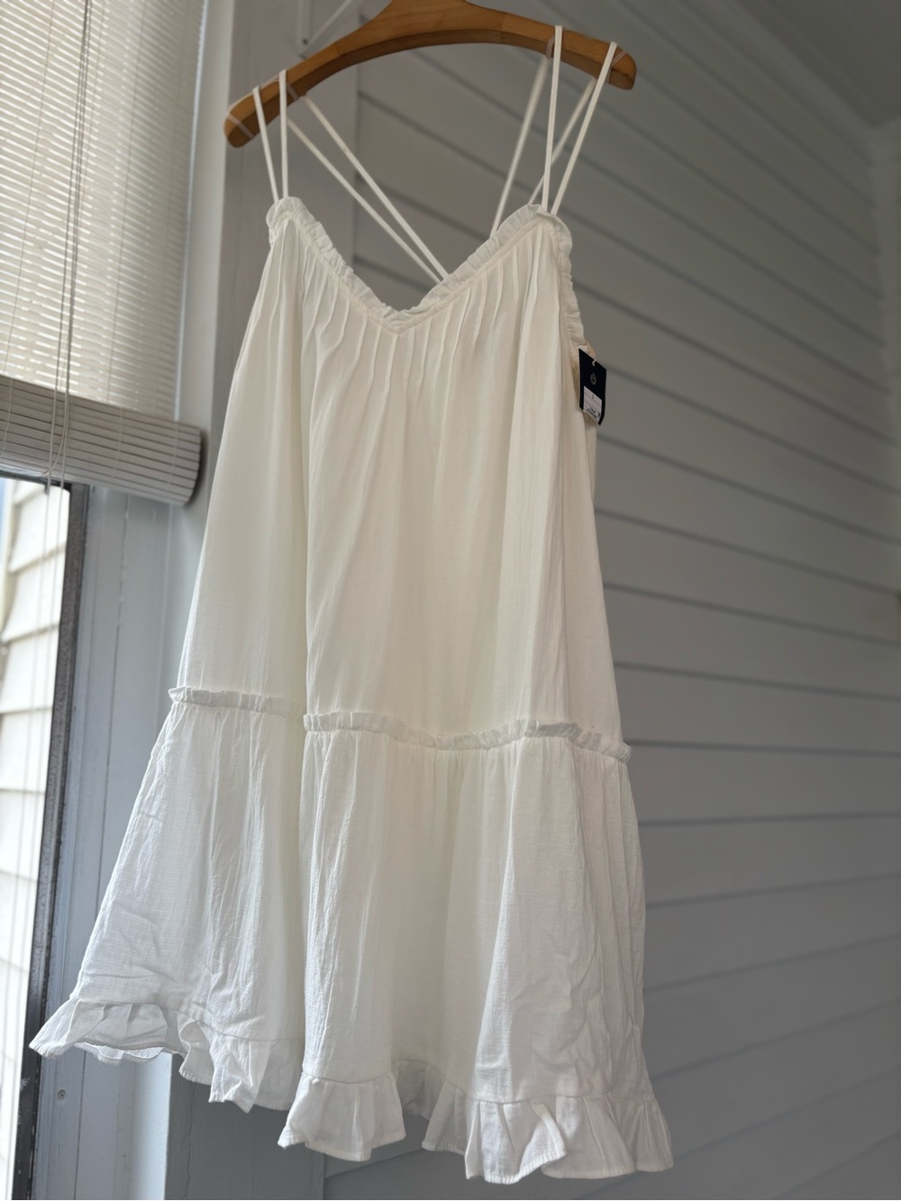 White Tiered Ruffle Spaghetti Strap Sundress